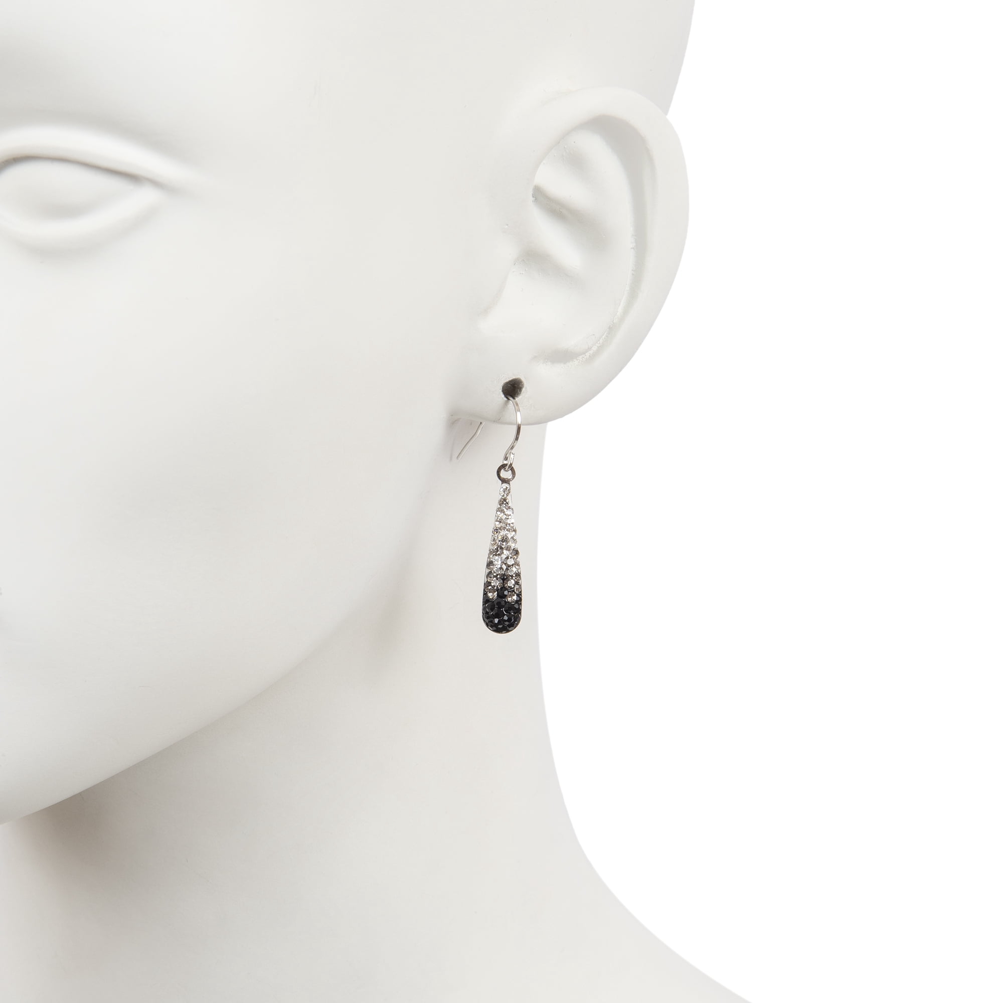 Marisol & Poppy Ombre Crystal Teardrop Drop Earrings in Sterling Silver for Women & Teens, Fish Hook Backing
