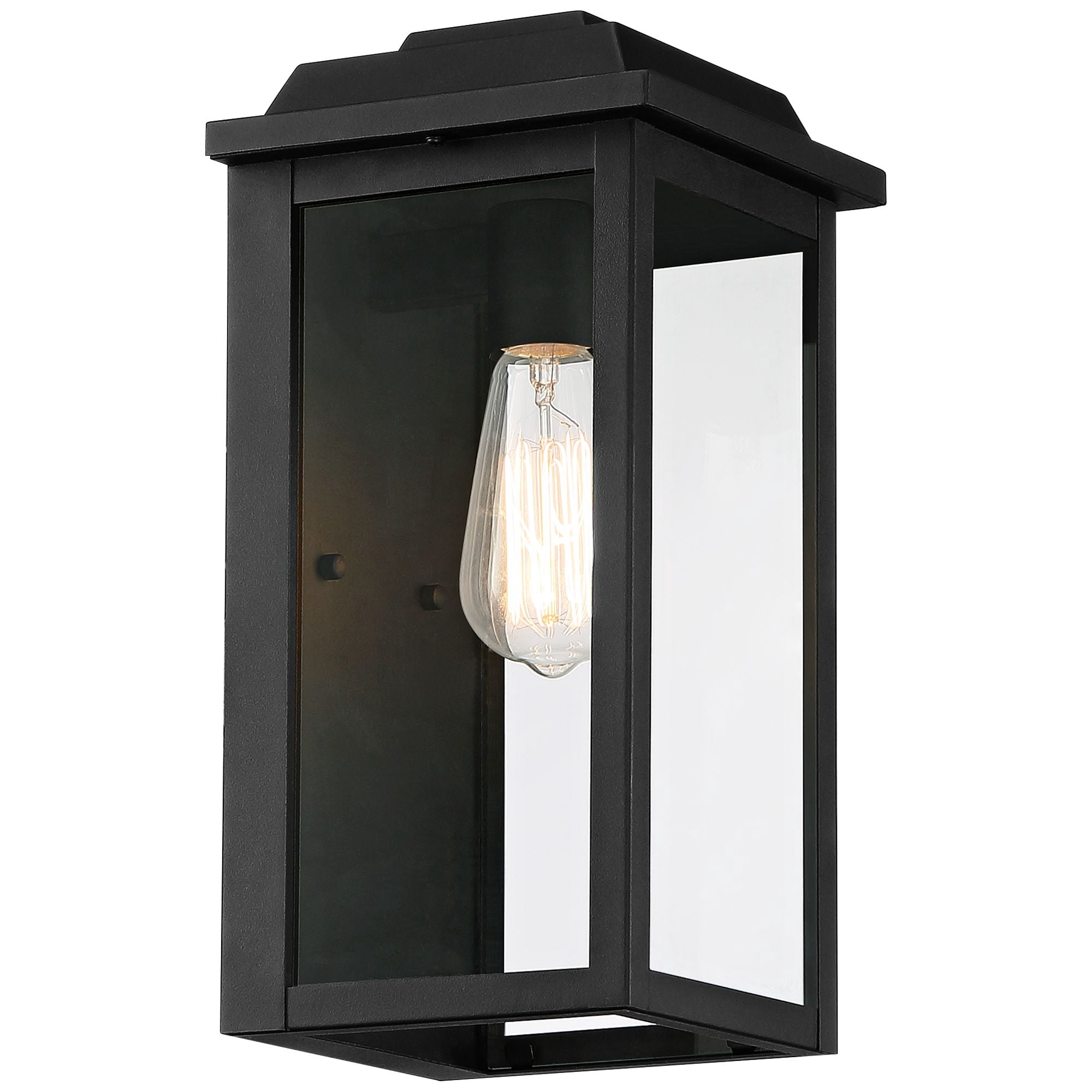 John Timberland Eastcrest Modern Outdoor Wall Light Fixture Textured Black 14" Clear Glass Panels for Post Exterior Barn Deck House Porch Yard Patio