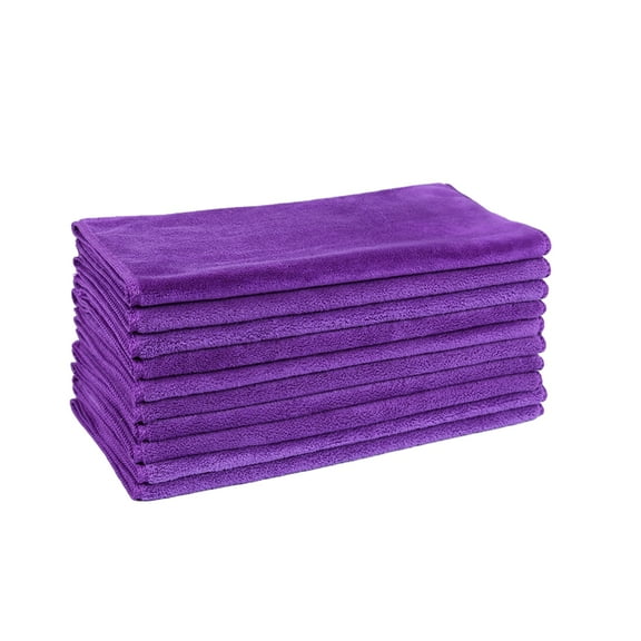 10pcs Car Cleaning Towel Soft Absorbent Cleaning Cloth Microfiber Beauty Car Wash Dry Wipe Purple