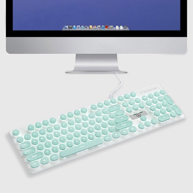 V8 Round Gaming Keyboard Mouse con retroiluminación, 26 teclas sin punzón , Verde Hugo teclado para juegos