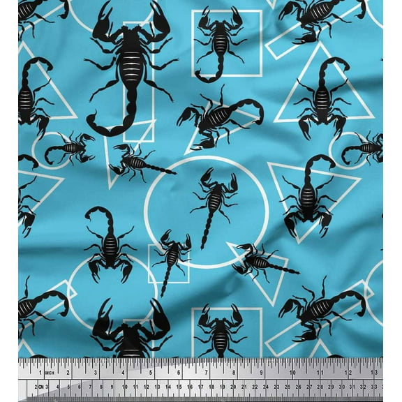 Soimoi Cotton Duck Fabric Geometric Shapes & Scorpion Insects Print Sewing Fabric Yard 42 Inch Wide