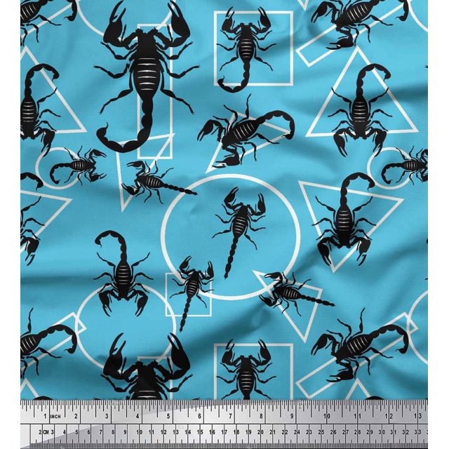 Soimoi Moss Georgette Tissu Formes Géométriques & Scorpion Insectes Tissu Imprimé par Yard 42 Pouces de Large