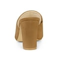 thumbnail image 2 of BLISSFUL STEP Women's Slide Heels Mules Slip on Block Heel Sandals Brown 7, 2 of 6