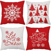 Christmas Decorative Throw Pillow Covers 18x18 Inch Set Of 4 Christmas Holiday Velvet Pillow Cases Xmas Santa Clause Deer Snowman Red White Cushion Covers Outdoor Sofa Home Bed Decor (18x18)