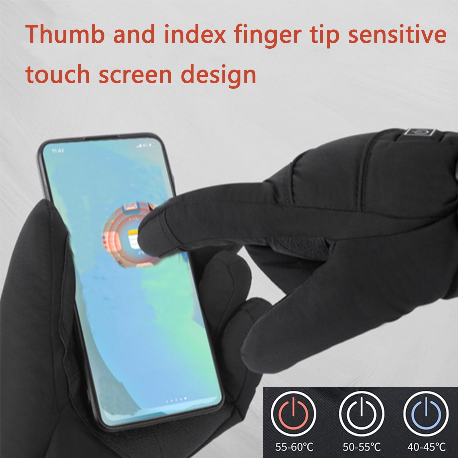 breaise Heated Gloves 3 Temperature Settings Electric Heat Gloves for Men Women for Sports Outdoor Skiing Climbing Hiking Winter Handwarmer