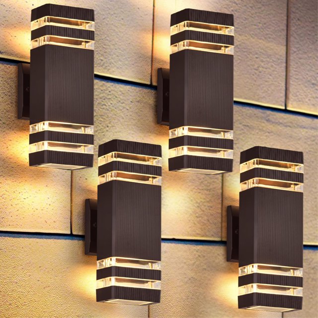 Lámpara de pared exterior DASTOR, paquete de 4, LED marrón IP65, 110 V