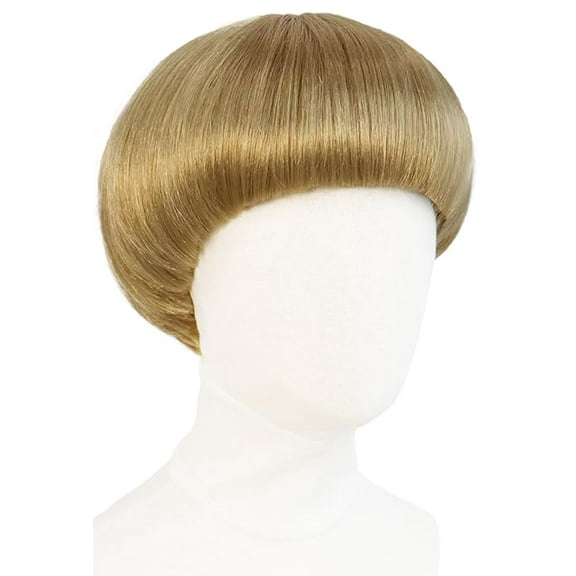 XmhyTop Short Grey Bob Wig with Bangs, 60s 70s Mushroom Bowl Cut for Men & Women, Cosplay/Party/Anime Costume Wig   Hair Cap, Blonde