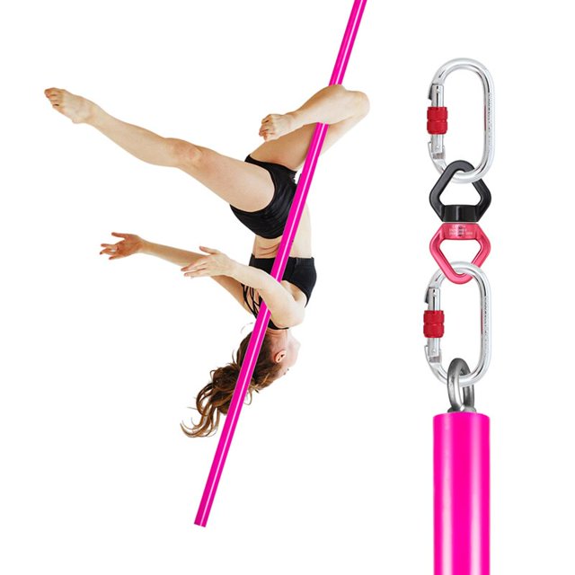 2m Aerial Flying Pole Portable Suspension Fitness Tube Hanging Rotary Silicone Steel Dancing Pole GYM Equipment for Home BarFull set black He Qiyong unisex