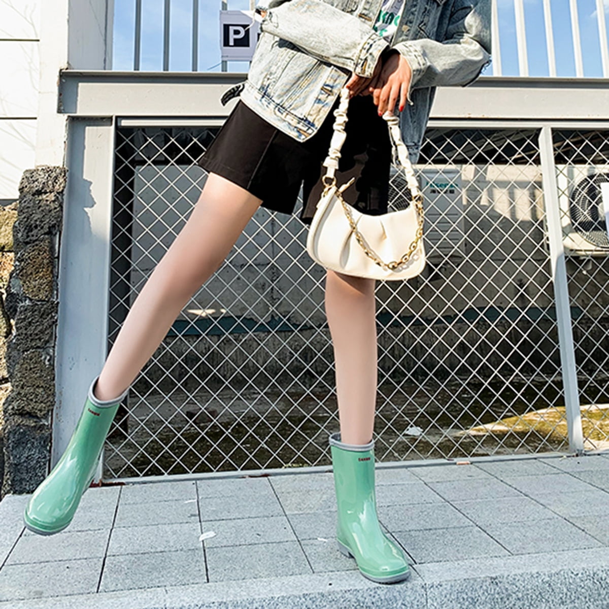 AUXDIQ Rain Shoes Women Mid-calf Boots Waterproof Rain Boots Outdoor Garden Shoes