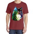 thumbnail image 2 of Wild Bobby, Earth Wolf Trees Mountains Nature, Animal Lover, Garment-Dyed Washed Look Short Sleeve T-Shirt, Tomato, Small, 2 of 3