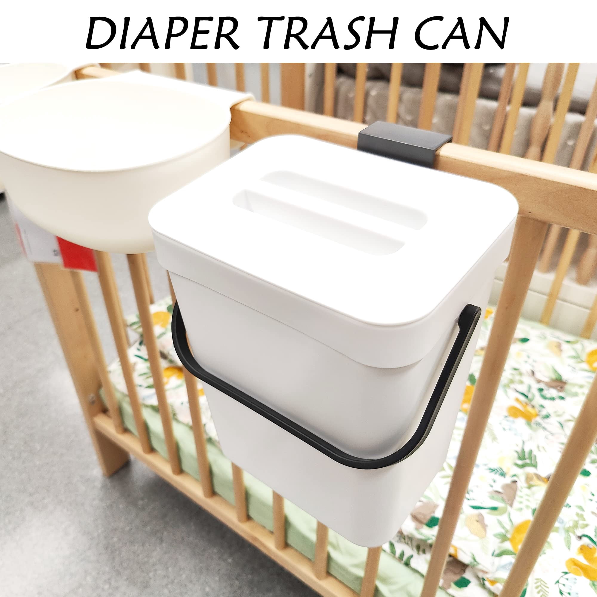 Stonespace Under Sink Trash Can,Kitchen Compost Bin, Diaper Pail, 3.2 Gallon/12L Hanging Garbage Can for Baby Crib/Bathroom/Cupboard, Plastic Food Waste Bin,1 Pack Black