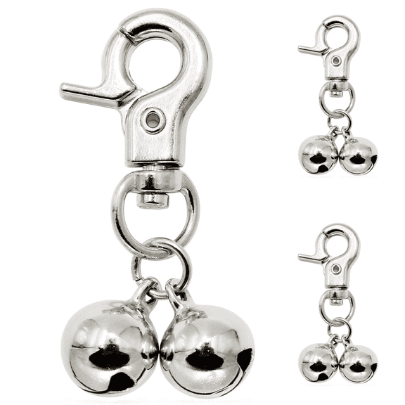 Prichor 3-Pack Pet Collar Bells – Heavy Duty Snap Clip Pendant Charms for Dogs & Cats – Silver Christmas Gift Accessories – Set of 3 (6 Bells Total)