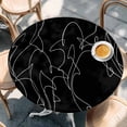thumbnail image 4 of Black Striped Shark Round Tablecloth 45-54 Inch Round Fitted Table Cloth with Elastic Edge, Modern Abstract Art Stripes Waterproof Table Cover Protector for Outdoor Picnic Party Dining, 4 of 9