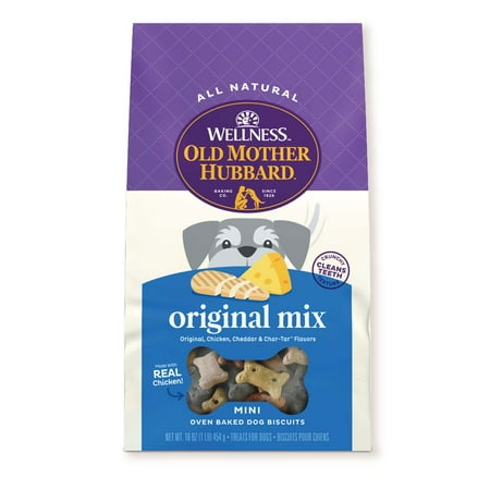 Wellness Old Mother Hubbard Classic Original Mix Baked Biscuit Treats for Dogs, Mini 16 Ounce Bag