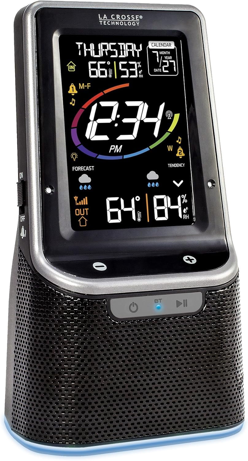 S87078 Wireless Weather Station with Bluetooth Speaker and Atomic Time and Date
