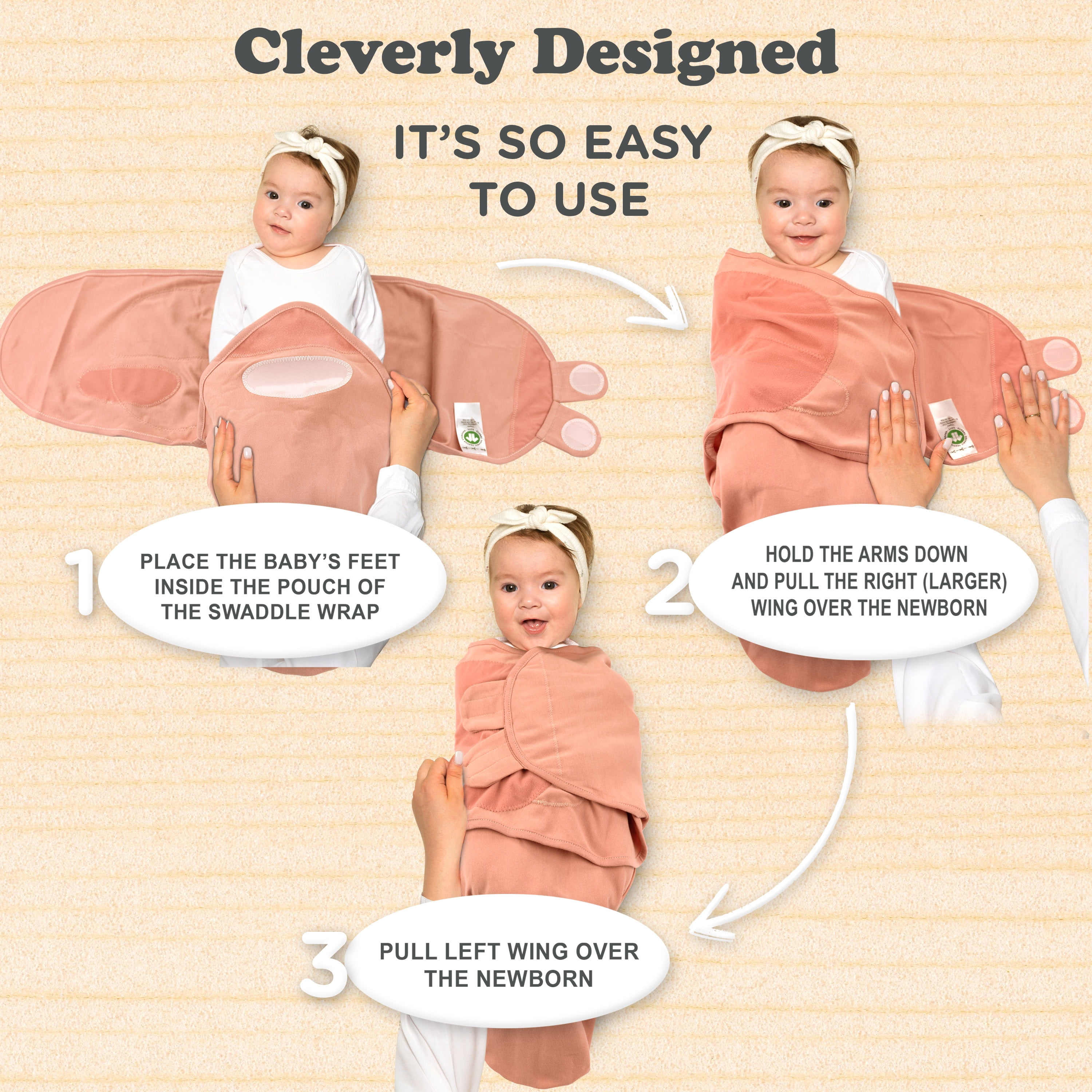Bublo Baby Swaddles for Newborns - 3 Pack Organic Baby Swaddles for 0-3 Months - Baby Swaddle Sleep Sack - Infant Sleeping Swaddle sack – Adjustable Swaddle Blanket Wrap Girl