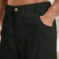 thumbnail image 4 of cfhntfmh Men's Linen Pants Wide Leg Beach Casual Summer Lightweight Trousers Low Waist Vacation Pants Solid Lounge Pants（Black,Medium), 4 of 5