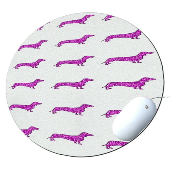 KuzmarK Round Mousepad / Hot Pad / Trivet - Dachshund Dogs Pink
