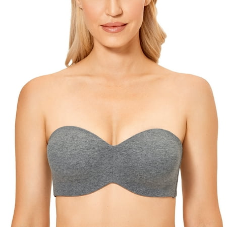 

DELIMIRA Women s Cotton Strapless Minimizer Bra Plus Size Underwire Non-Padded