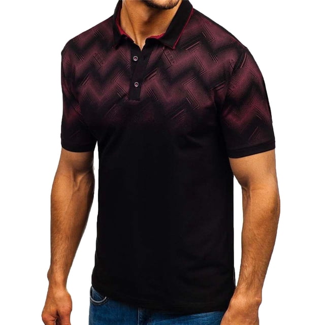 Blusa de manga corta con estampado de cuello vuelto para hombre Pompotops oipoqjl24853