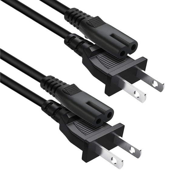 2 Pack 2 Prong Power Supply Cable Cord for TCL Roku Smart LED LCD HD TV 24" 32" 40" 42" 43" 48" 50" 55" 60" 65" 75" 85" Inch TV- TCL Roku TV Replacement PS4 PS5 PS3 Xbox One AC Power Cable 3 FT Plug A