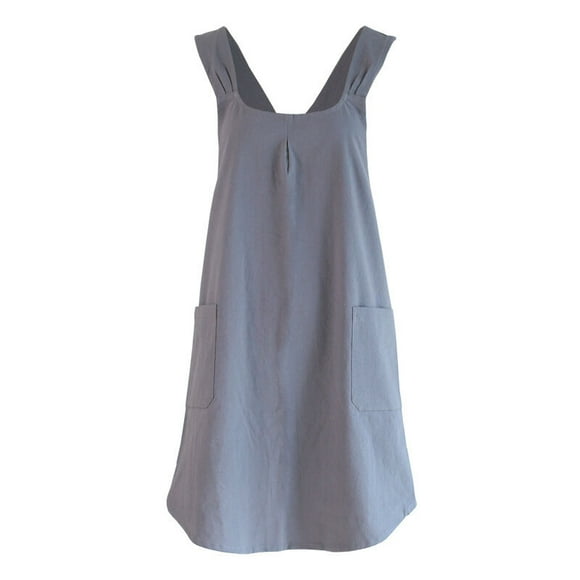 Jinsinto Schürze aus Baumwolle und Leinen mit überkreuztem Rücken und Taschen für Frauen, süßer koreanischer Kittel im japanischen Stil für Küche, Kochen, Backen, Gartenarbeit, Malen, Grau