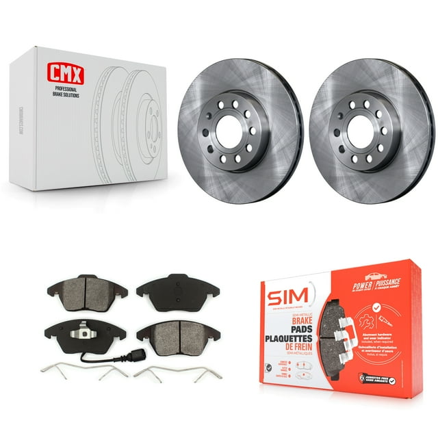 Transit Auto Front Disc Brake Rotors and Semi-Metallic Pads Kit for Car Volkswagen Jetta Golf Beetle Rabbit Audi Eos A3 GTI Quattro K8S-100483