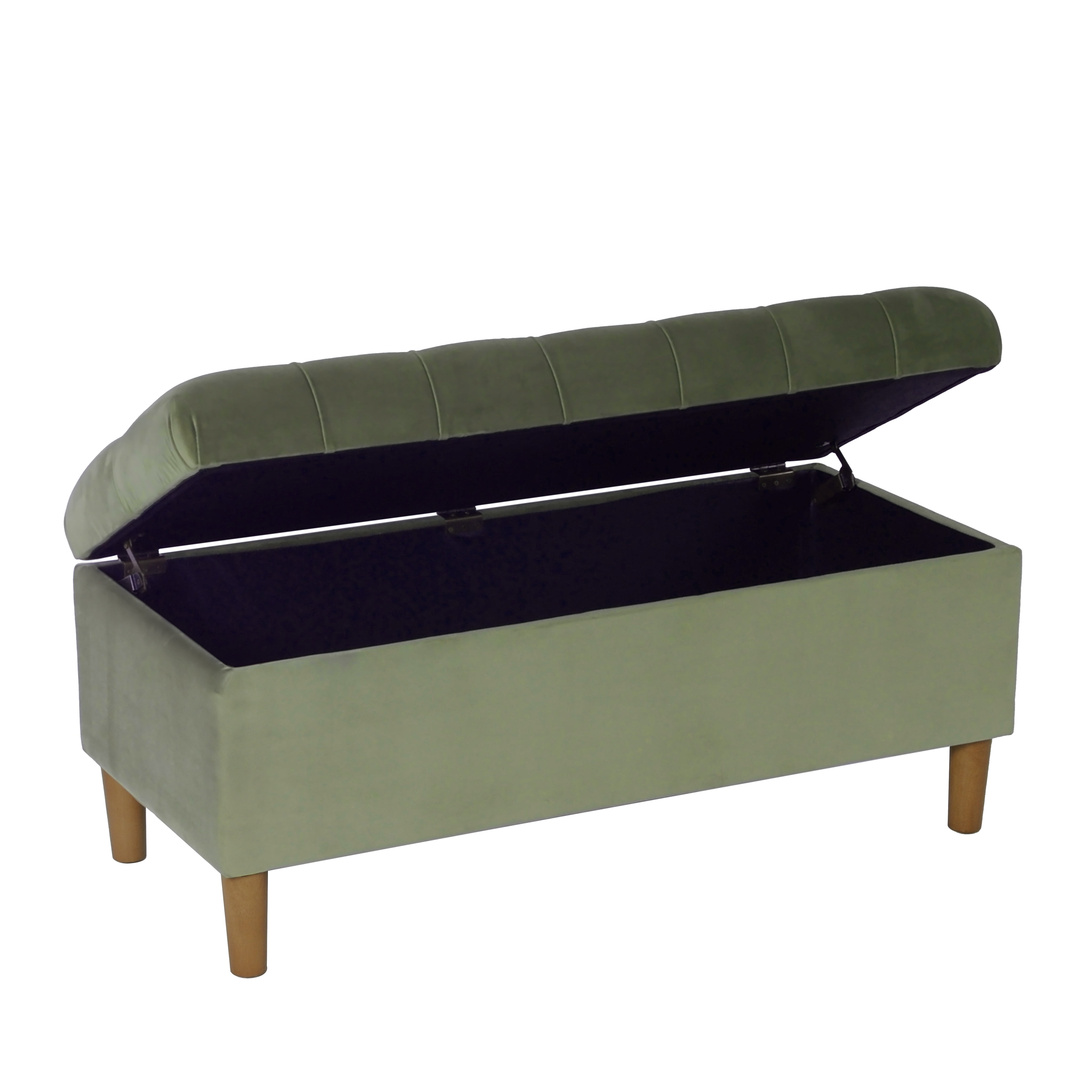 HomePop Button Tufted Storage Bench, 40"W x 18"D x 18"H, Light Sage Green Velvet