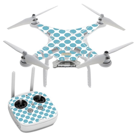 Teal Blue Polka Dots DJI Phantom 3 Professional Skin Skins Vinyl Decal Kit