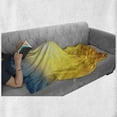 thumbnail image 6 of Yellow and Blue Soft Flannel Fleece Blanket, Sunset over Harvest Wheat Nature Rural Field Autumn Landscape, Cozy Plush for Indoor and Outdoor Use, 50" x 70", Earth Yellow Petrol Blue, by Ambesonne, 6 of 6