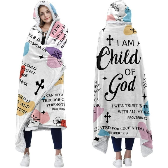 Christian Gifts for Women Wife Lover Mom Girlfriend Girl Sister Birthday, Hooded Blanket Throw Blanket Hoodie Cozy Fleece Flannel Women Christmas Gifts Christ Gifts, Christ Wearable Blanket