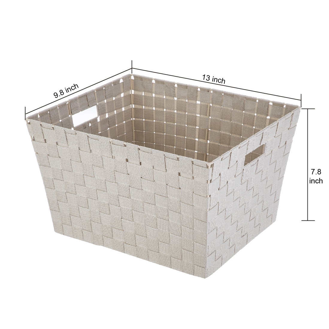 Mainstays Medium Beige Woven Fabric Decorative Storage Basket, 13 in x 8 in x 10 in