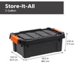 thumbnail image 6 of IRIS 3 Gallon Black Plastic Latching Storage Bin with Lid Tote, Plastic Storage Container with Lid, 6-Pack, 6 of 9