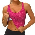 thumbnail image 3 of Rateoe Rose Red Glitter Print Womens' Sports Bras Scoop Neck Sports Vest- Padded U Back Seamless High Impact Support-X-Large, 3 of 8