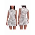 thumbnail image 3 of Women's Ruched Mini Dress Sleeveless Going Out Formal Party Bodycon Sun Dresses Black Polka Dots M, 3 of 6
