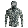 thumbnail image 2 of Men's Camo Print Fishing Hoodie Performance Fishing Hoodie Shirt - UPF 50+ Sun Protection Long Sleeve Thumbholes Shirts with Neck Gaiter Light Green XXXL, 2 of 9