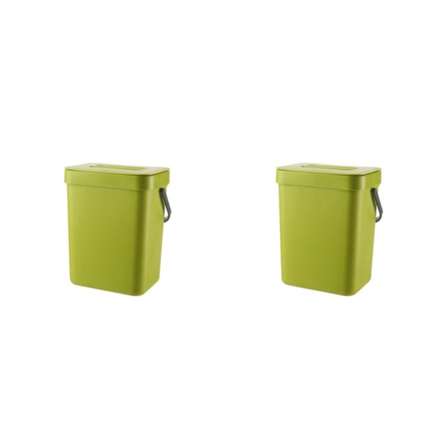 Naiovety Cubo de basura Cubo de basura Cesto de basura Accesorios para el hogar Puerta de ahorro de espacio Baño Reciclaje Cubos de basura Verde 3L 2piezas