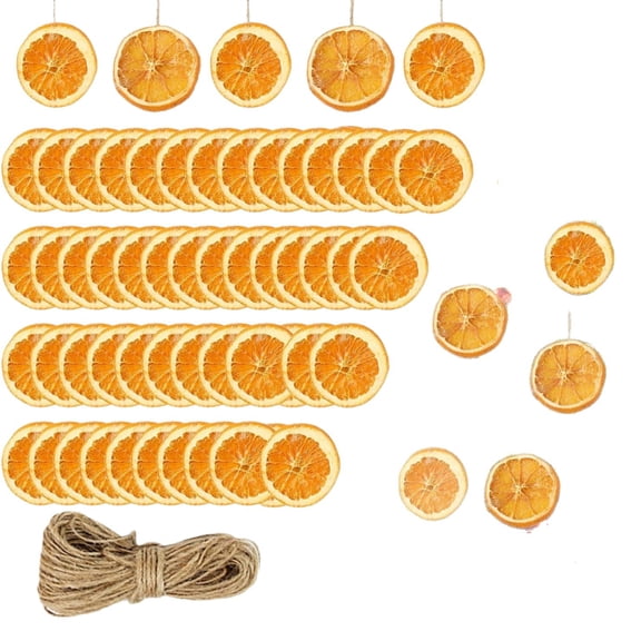50 Pack Dried Orange Slices, Farmhouse Christmas Decor 2 Inch Rustic Christmas Decorations for Home with Twine for Crafts for Fireplace Table Wall Holiday Displays