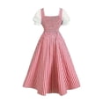 thumbnail image 6 of KICILVS Medieval Dress for Women Color Block Corset Lace Up Front Vintage Gingham Peasant Dress Halloween Party Festive Outfit, 6 of 7