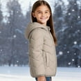 thumbnail image 5 of Busydd Girls Winter Coat 1-13 Years Comfortable Warm Solid Color Long Sleeve Boys Winter Coat Casual Hooded Zipper Puffer Jacket Little Girls Clothes with Pockets 7-8 Years, 5 of 8
