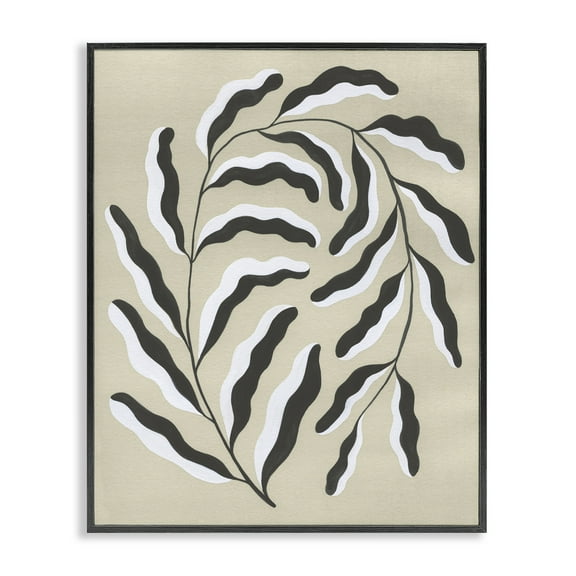 Stupell Industries Curved Blooming Botanical Floral Painting Black Framed Art Print Wall Art, 11 x 14