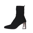 thumbnail image 3 of Taqqpue Women's Sock Boots Plus Size Pointed Toe Slip On Stretch Mid Heel Comfortable Ankle Booties for Women Size 5.5-11 Fashion Stretch Shoes Casual Walking Footwear Trendy Street, 3 of 10