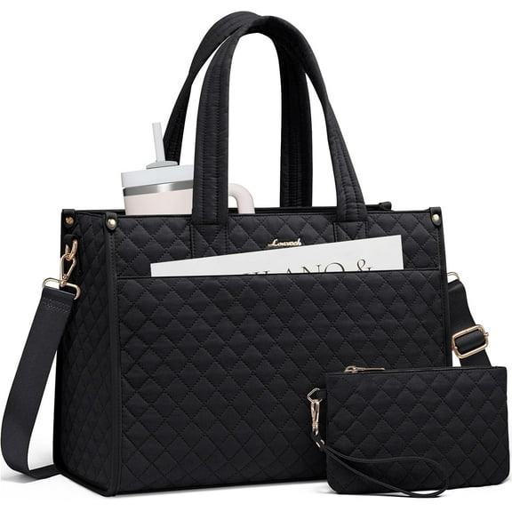 LOVEVOOK Laptop Bag for Women,15.6 Inch Laptop Tote Bag,Quilted Work Tote Bags Women, Professional Computer Business Teacher Tote Bag Office Briefcase Purse,Lightweight Shoulder Travel