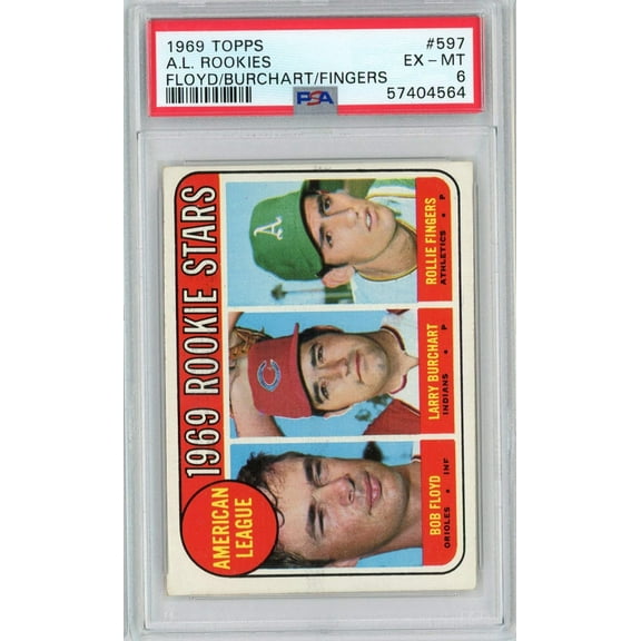 Graded 1969 Topps Rollie Fingers #597 Rookie RC Baseball Card PSA 6 EX-MT