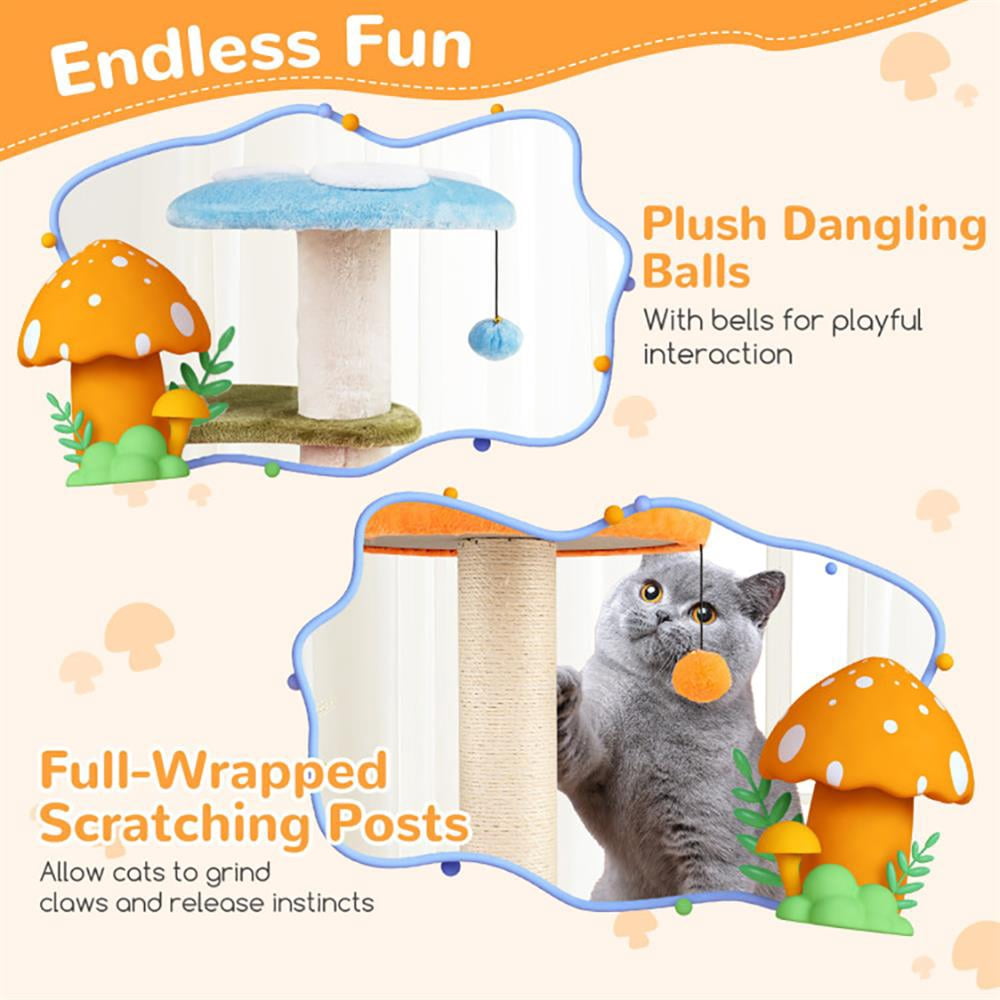 Resenkos Cat Scratching Tower,Cat Tree, 35 Inch Tall Cat Tower with Sisal Scratching Posts Cat Condo and Padded Platforms-Multicolor