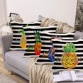 thumbnail image 4 of Vintage&nbsp;Pineapple Home Décor Spring Summer Decorative Pillow Covers Cotton Linen 18x18 Inch Welcome Quote Pillow Case Black White Stripe Background Cushion Cover Set of 4 (Pineapple 4PC), 4 of 6
