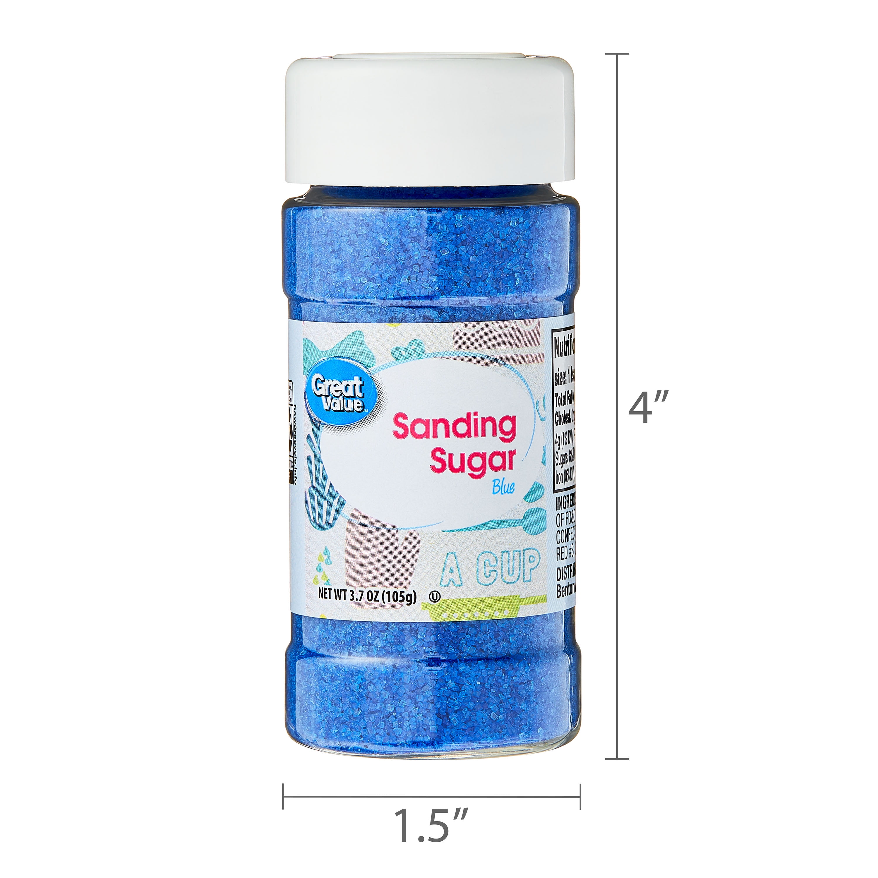 Great Value Blue Sanding Sugar, 3.7 oz