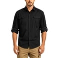 thumbnail image 6 of Men's Quick Dry Long Sleeve Shirt UPF 50+ Sun Protection Lightweight Breathable Fishing Hiking Casual Daily Camping Outdoor Travel Athletic Top with Pockets | TOPLIU,Black L, 6 of 9
