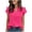 Hot Pink, variant on hoksml Women's Lightweight Ruffled V-Neck Blouse with Flutter Sleeves, Pleated Detail, Short Sleeve Casual Summer Work Top