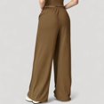 thumbnail image 5 of Women's Wide Leg Lounge Pants with Drawstring Waist and Relaxed Fit for All-Day Comfort - X Large, Brown, 5 of 7